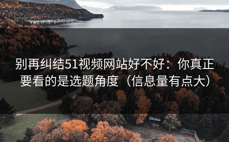 别再纠结51视频网站好不好：你真正要看的是选题角度（信息量有点大）