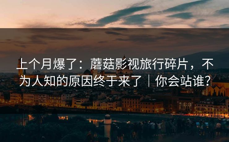 上个月爆了：蘑菇影视旅行碎片，不为人知的原因终于来了｜你会站谁？