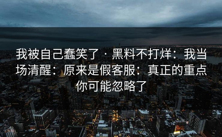 我被自己蠢笑了 · 黑料不打烊：我当场清醒：原来是假客服：真正的重点你可能忽略了